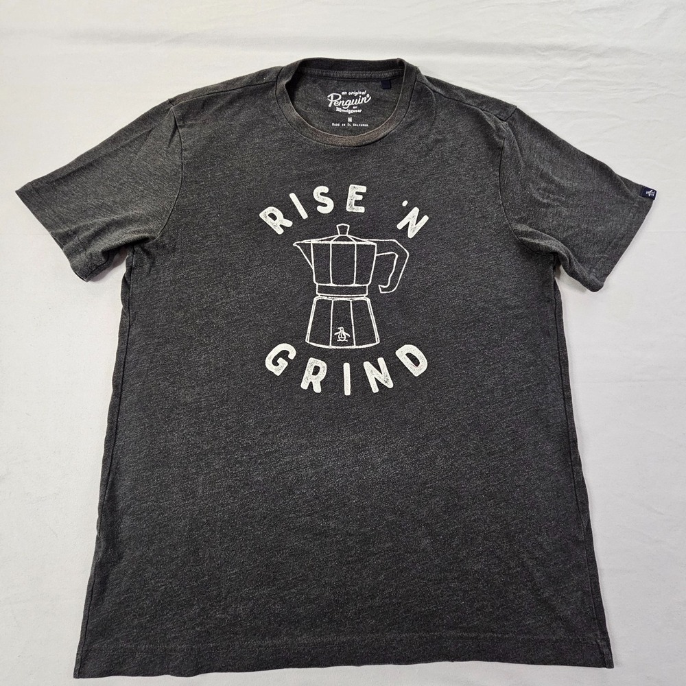 Rise 'N Grind Penguin MunsingWear Gray Short Sleeve Cotton Blend T-Shirt Men's M
